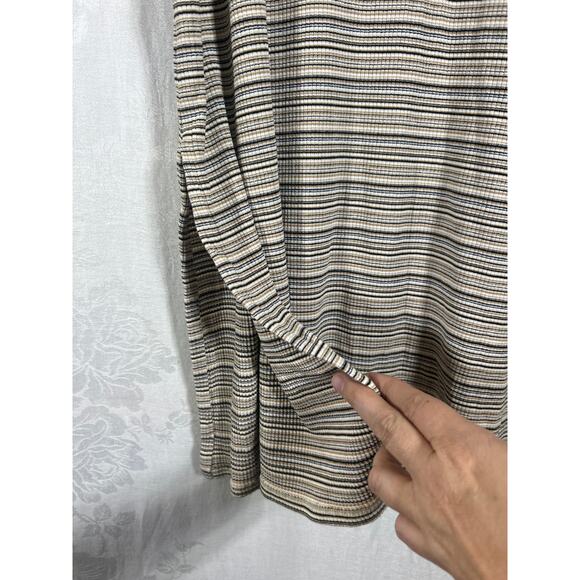 J Jill Wearever Tank Dress Medium Brown Black Striped Slinky Tunic Stretch - Picture 2 of 9